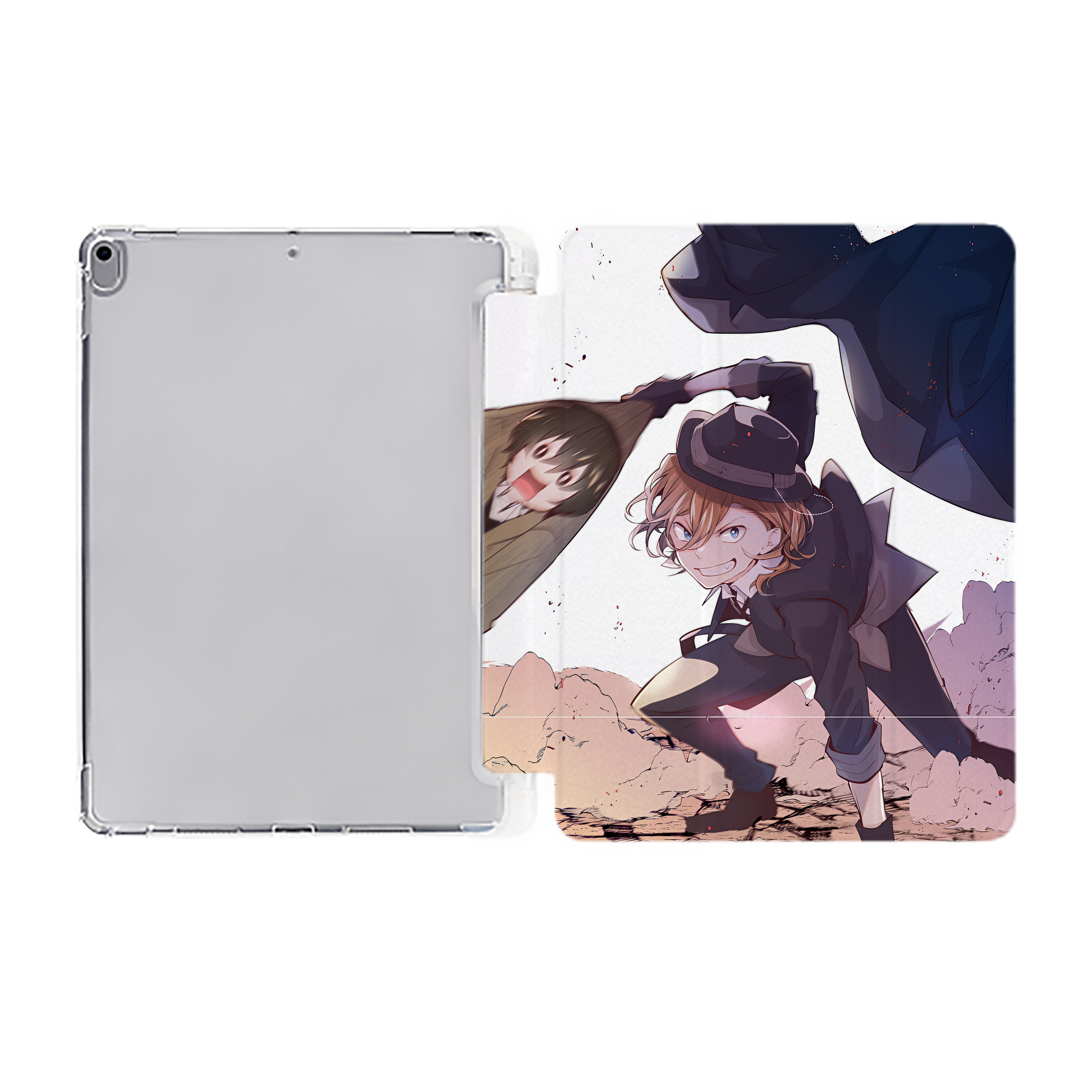 （画像用） 文豪ストレイドッグス Bungo Stray Dogs IPad ケース ペン収納付き 三つ折りスタンド PUレザー×シリコン 対応機種9.5/10.5/10.9インチ